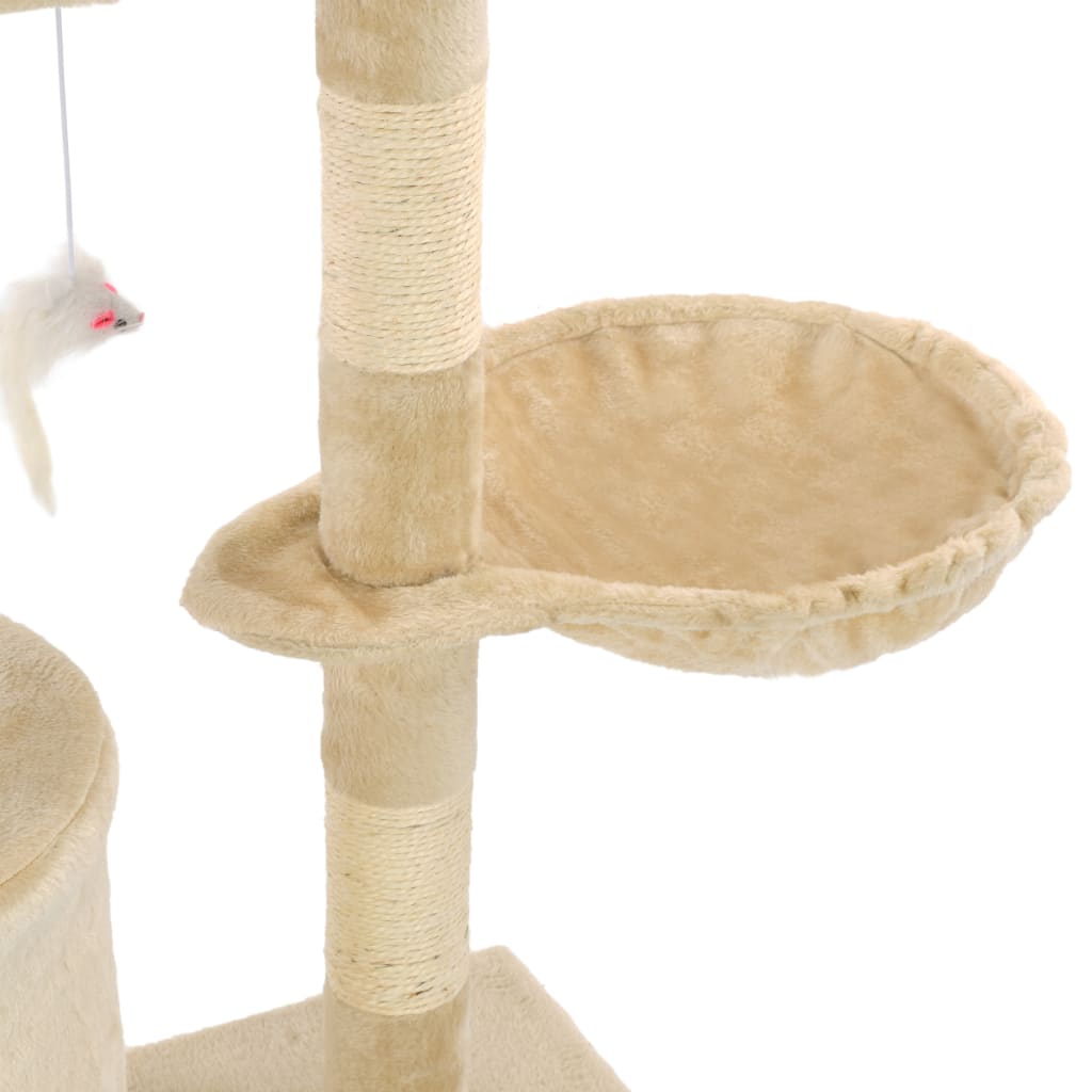 vidaXL Drapak dla kota z sizalowymi słupkami, 138 cm, beżowy