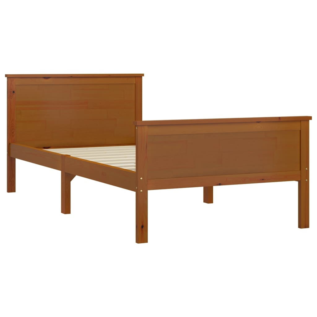 vidaXL Rama łóżka, miodowy brąz, lite drewno sosnowe, 90 x 200 cm