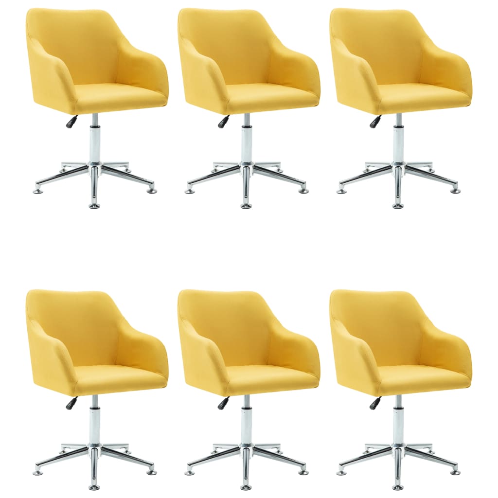 vidaXL Obrotowe krzesła do jadalni, 6 szt., żółte, tkanina