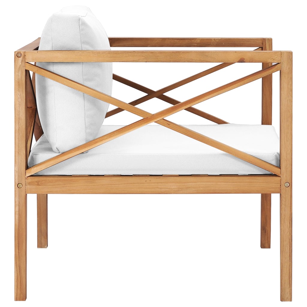 vidaXL Krzesło ogrodowe z kremowymi poduszkami, lite drewno tekowe