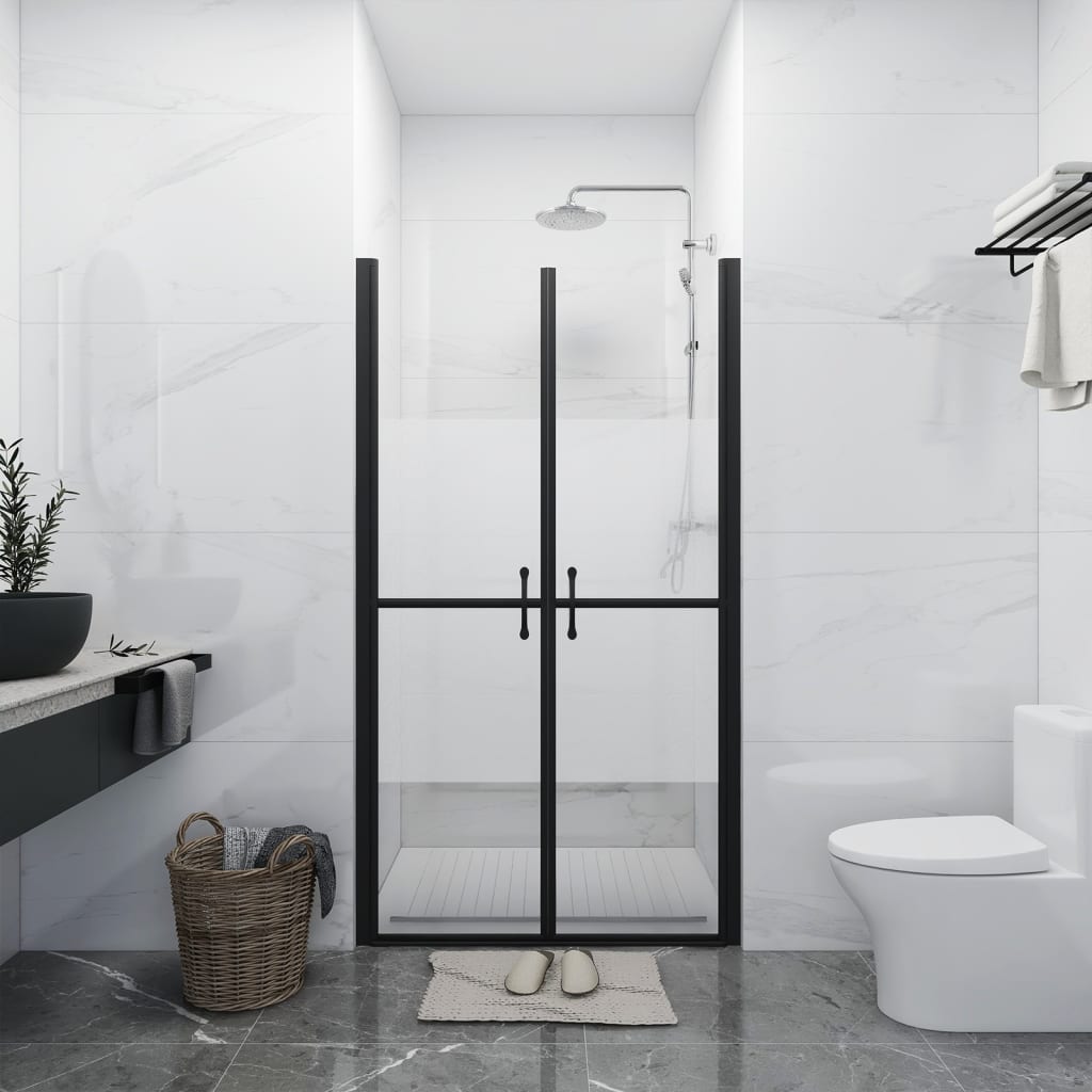 vidaXL Drzwi prysznicowe, szkło częściowo mrożone, ESG, (88-91)x190 cm