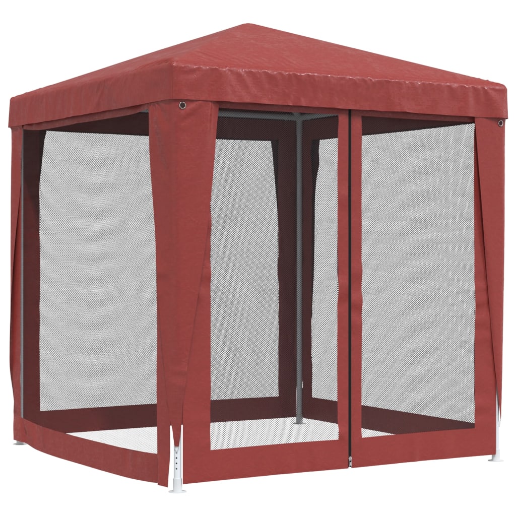vidaXL Namiot imprezowy z 4 siatkowymi ścianami, czerwony, 2x2 m, HDPE