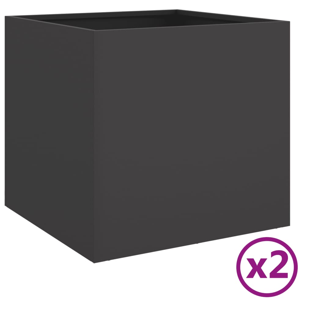 vidaXL Donice, 2 szt., czarne, 49x47x46 cm, stal walcowana na zimno