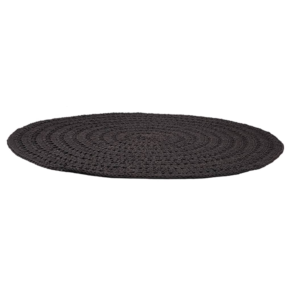 LABEL51 Pleciony dywanik, bawełniany, okrągły, 150 cm, czarny
