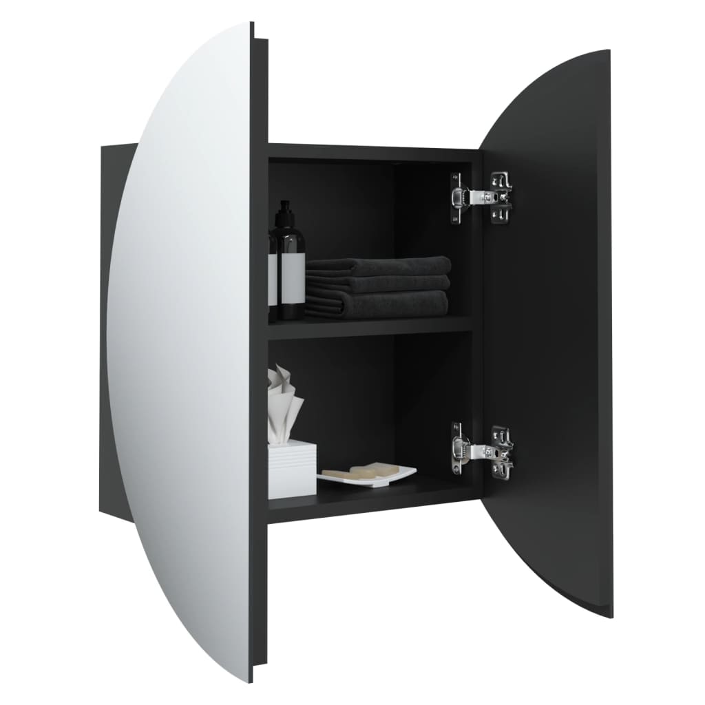 vidaXL Szafka łazienkowa z lustrem i LED, czarny, 47x47x17,5 cm