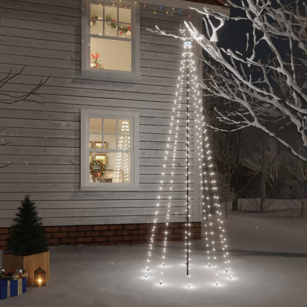 vidaXL Choinka z kołkiem gruntowym, 310 zimnych białych LED, 300 cm