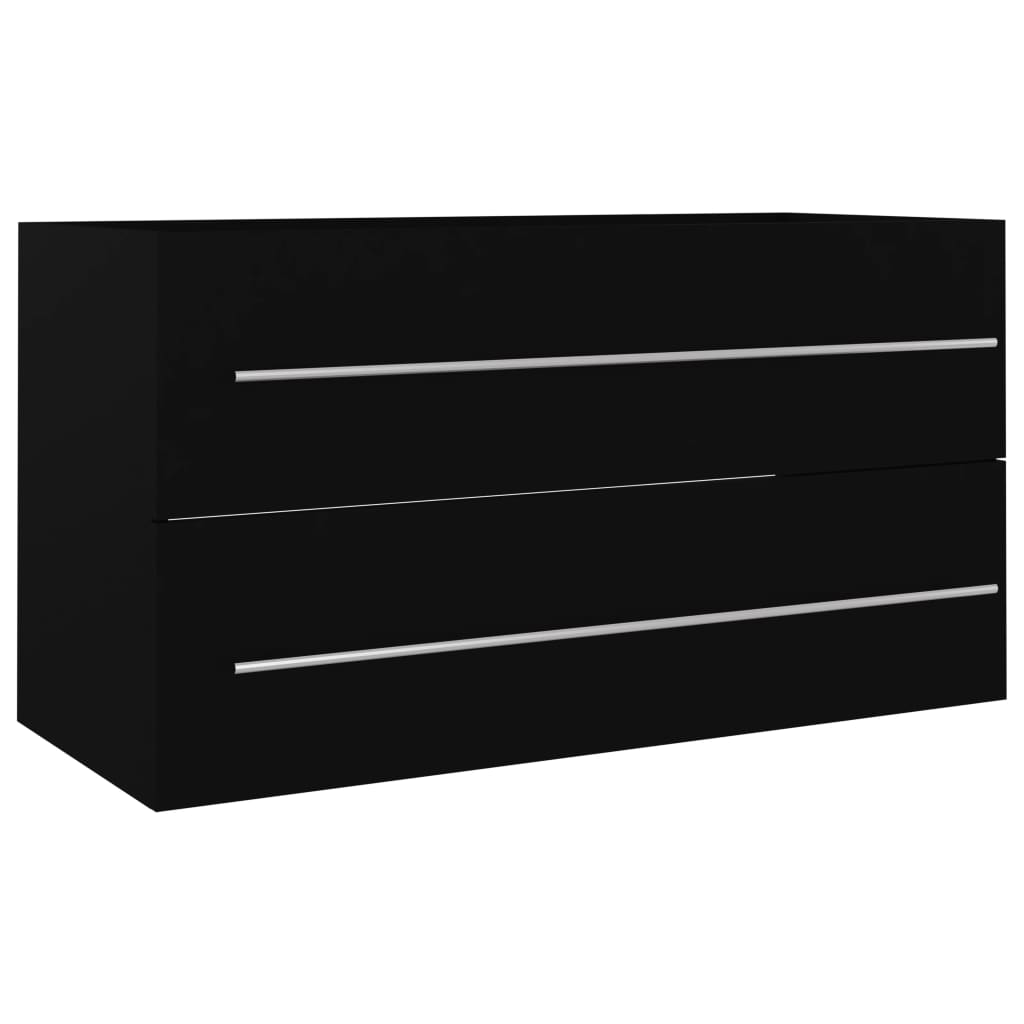 vidaXL 2-częściowy zestaw mebli łazienkowych, czarny, płyta wiórowa