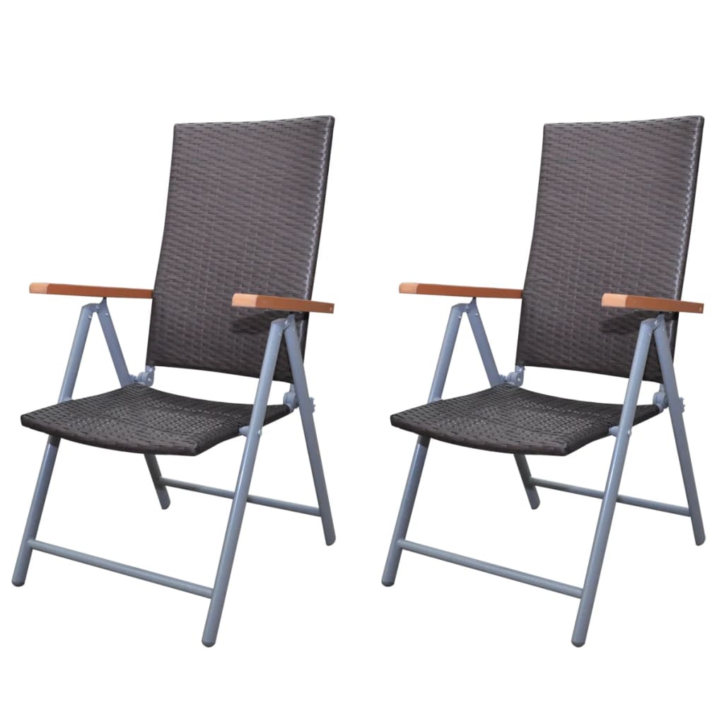 vidaXL Bujane krzesła ogrodowe, 2 szt., polirattan/aluminium, brązowe