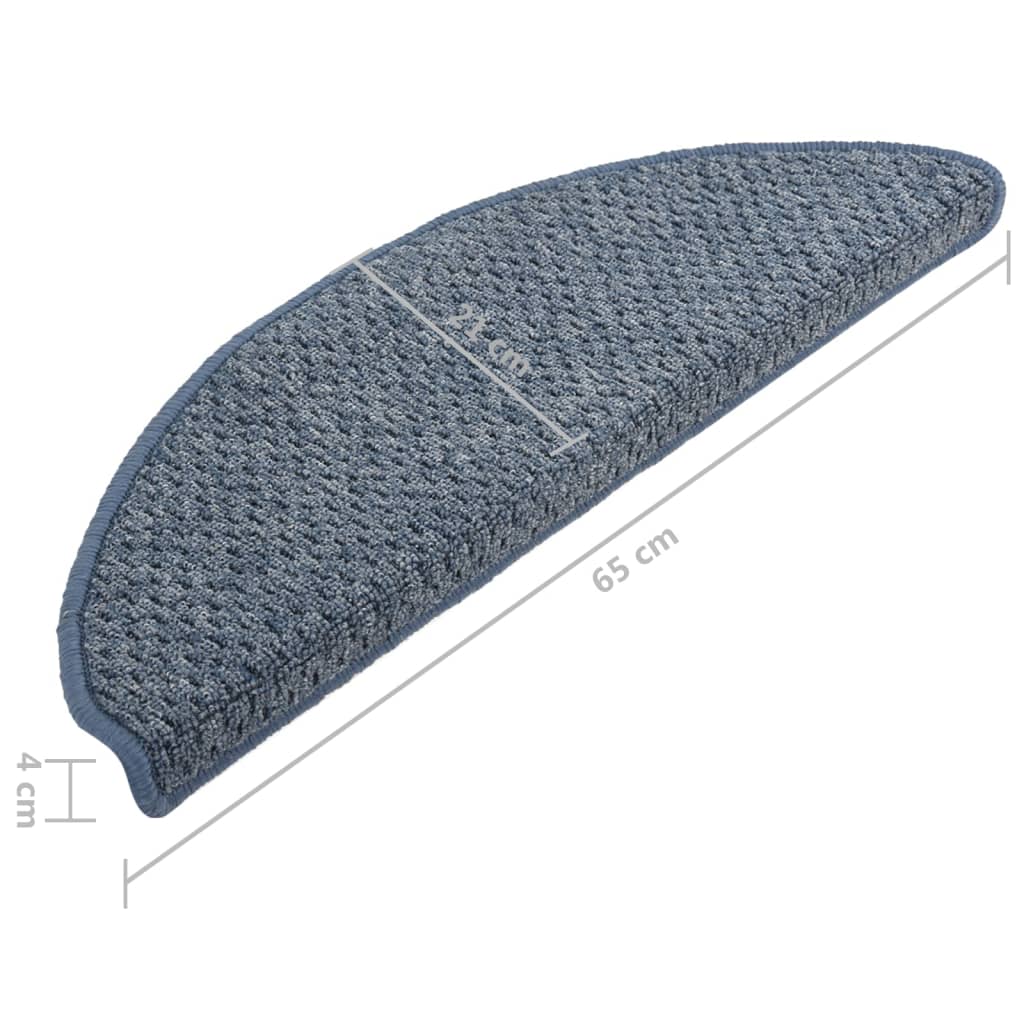 vidaXL Nakładki dywanowe na schody, 15 szt., niebieskie, 65x21x4 cm