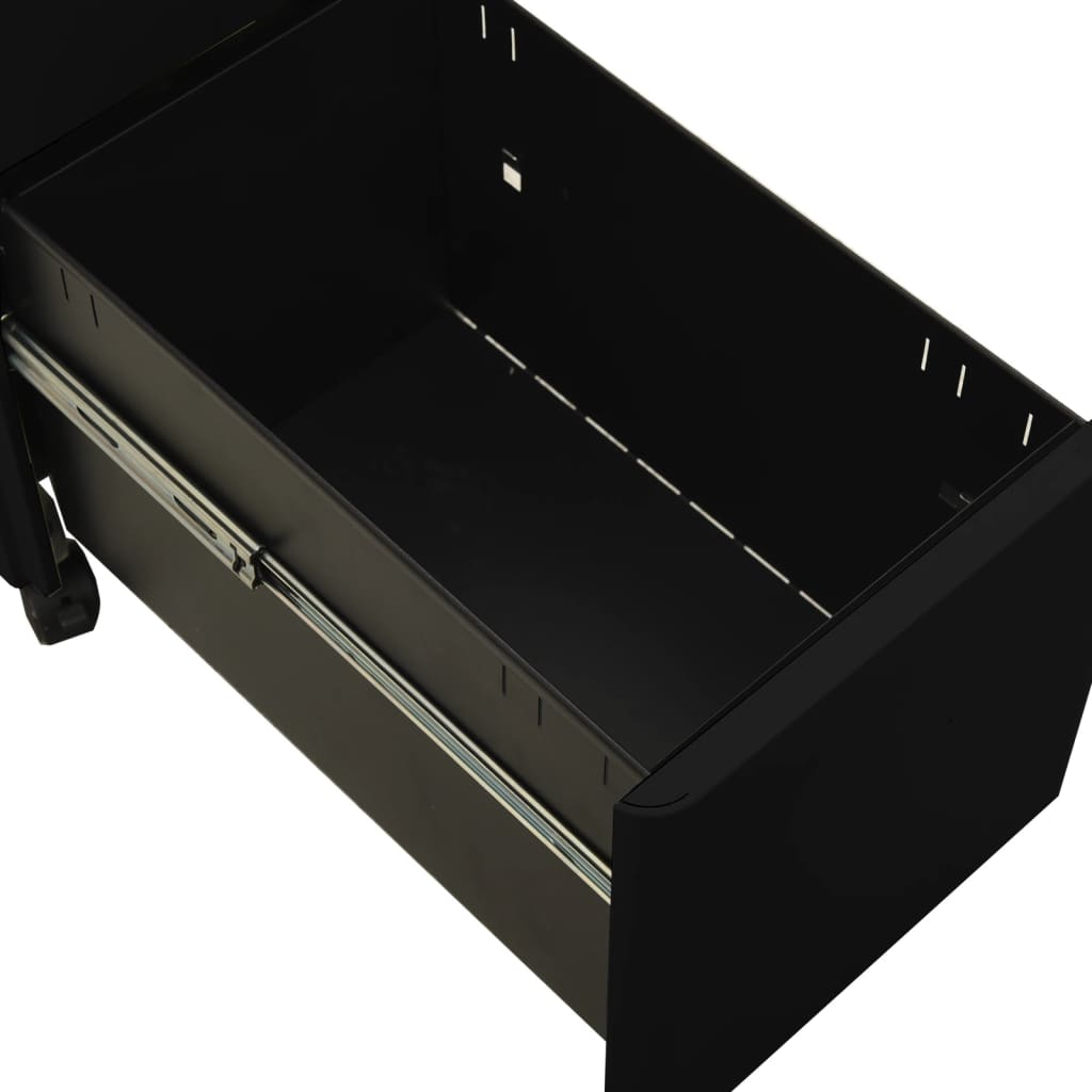 vidaXL Mobilna szafka kartotekowa, czarna, 30x45x59 cm, stalowa