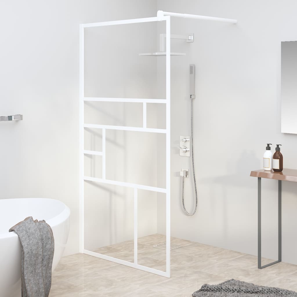 vidaXL Ścianka prysznicowa, 115x195 cm, szkło ESG, biała