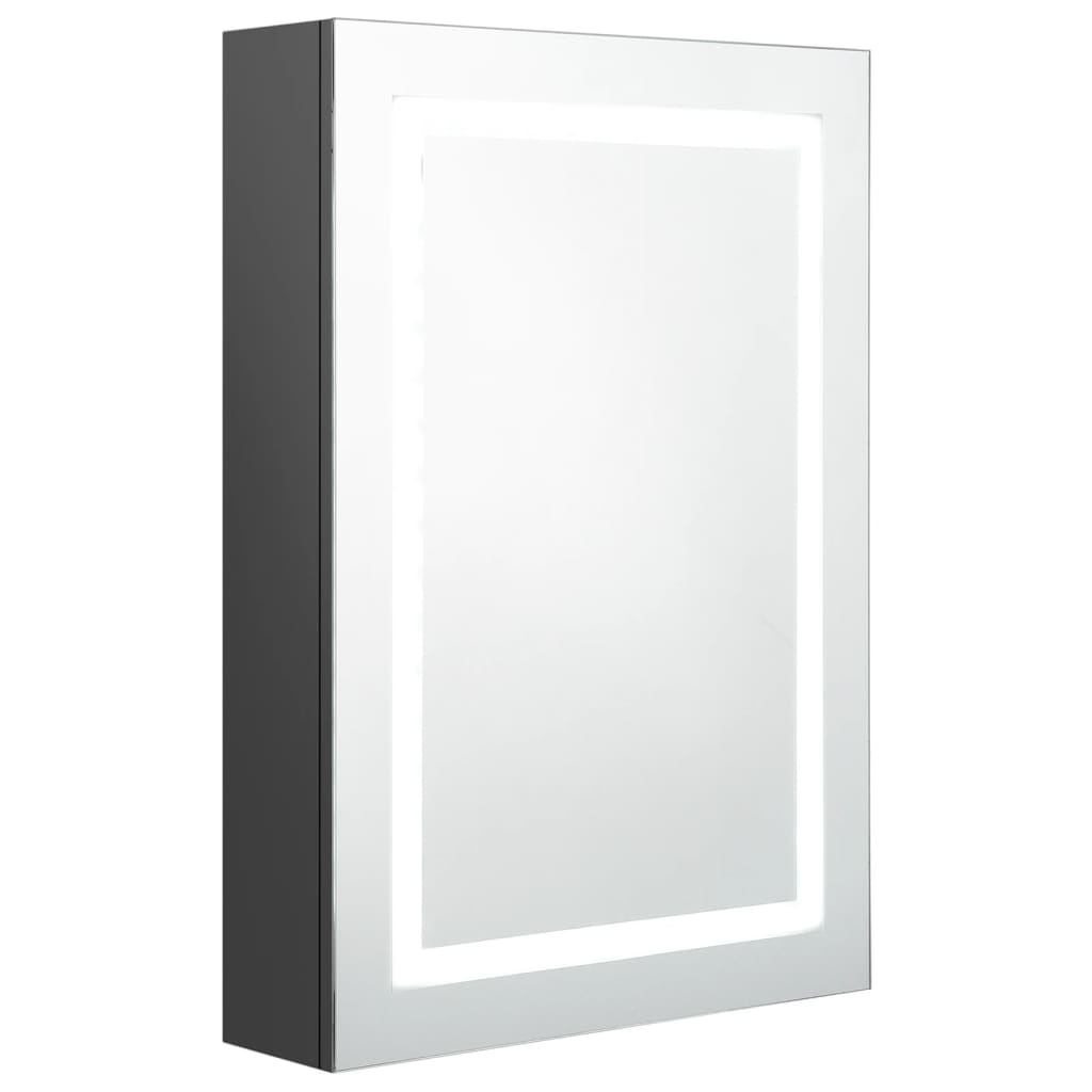 vidaXL Szafka łazienkowa z lustrem i LED, szara, 50x13x70 cm