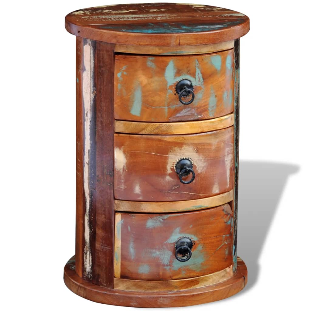 vidaXL Okrągła szafka z drewna odzyskanego z 3 szufladami