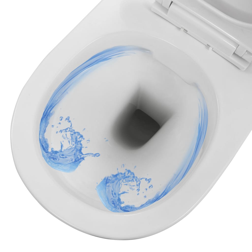 vidaXL Wisząca toaleta bez kołnierza, ceramiczna, biała
