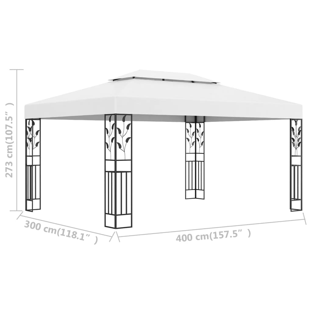 vidaXL Altana z podwójnym dachem, 3x4 m, biała