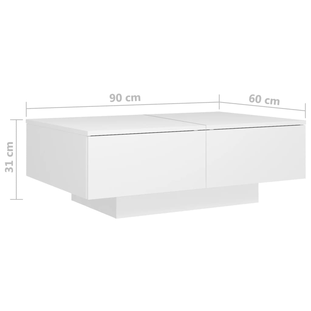 vidaXL Stolik kawowy, biały, 90x60x31 cm, materiał drewnopochodny