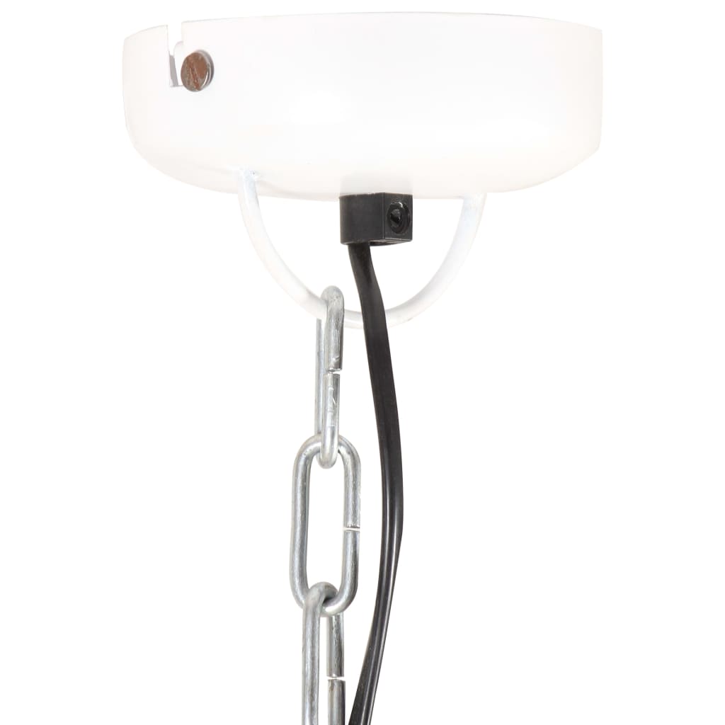 vidaXL Industrialna lampa wisząca, białe żelazo i drewno, 23 cm, E27