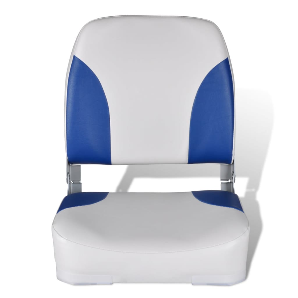 vidaXL Składany fotel na łódź, biało-niebieski z poduszką, 56x43x48 cm