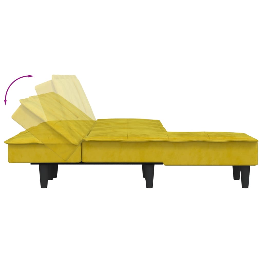 vidaXL Sofa rozkładana L, żółta, 255x140x70 cm, aksamit