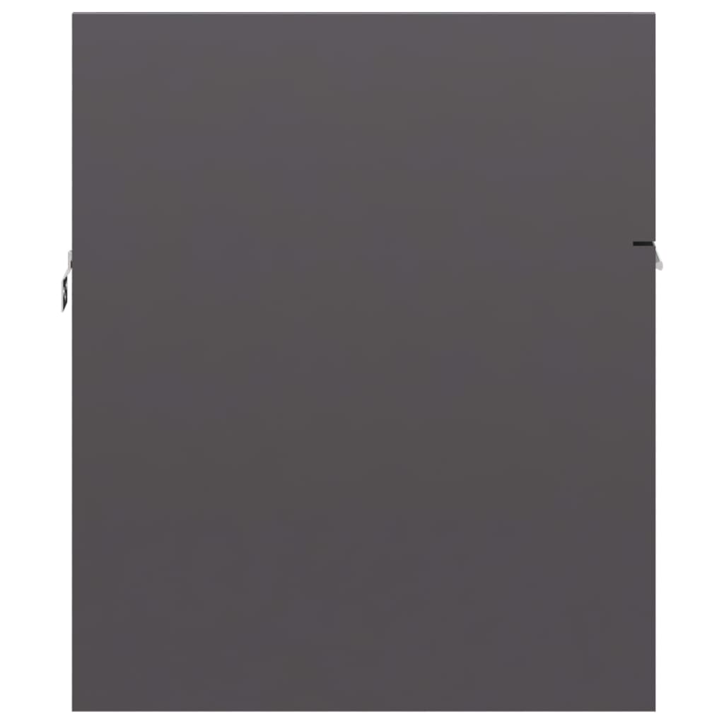 vidaXL Szafka pod umywalkę, szara, wysoki połysk, 90x38,5x46 cm, płyta