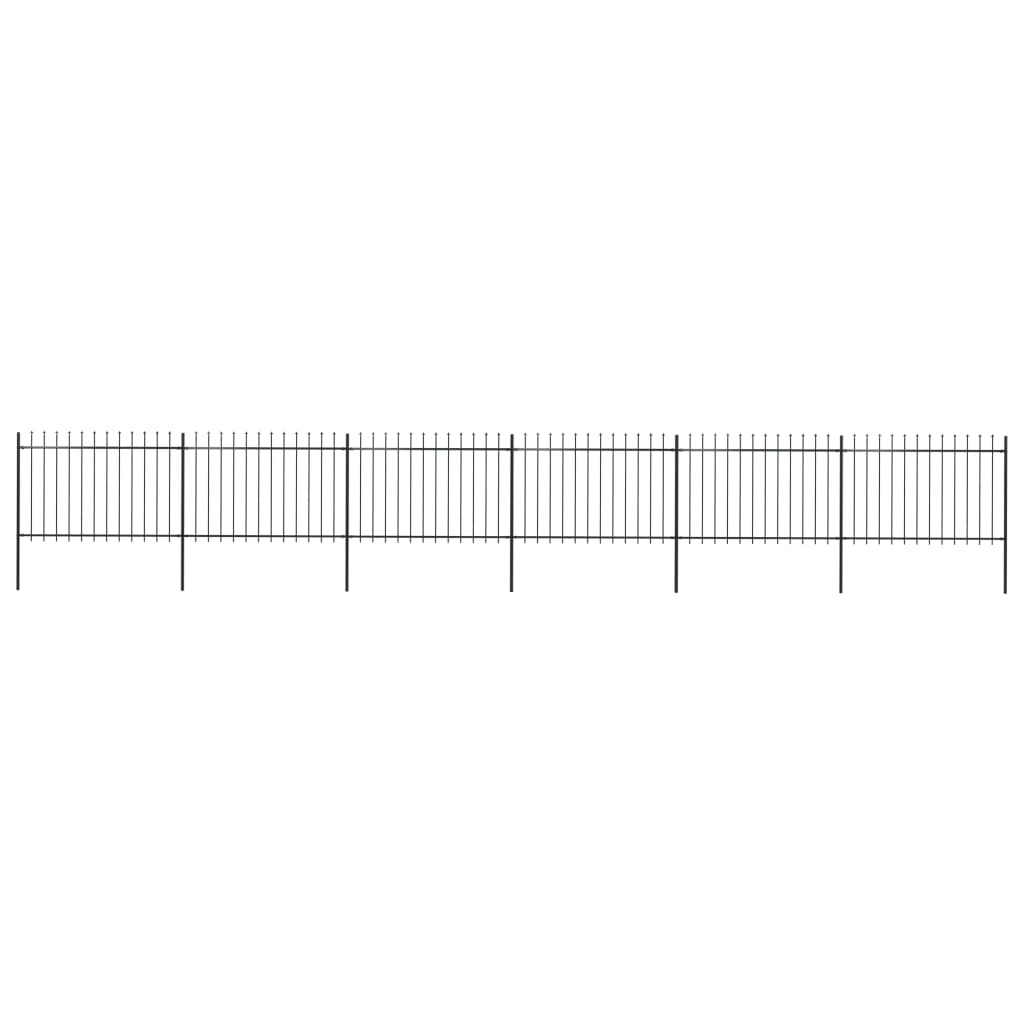 vidaXL Ogrodzenie z prętów z grotami, stalowe, 10,2 x 1,2 m, czarne