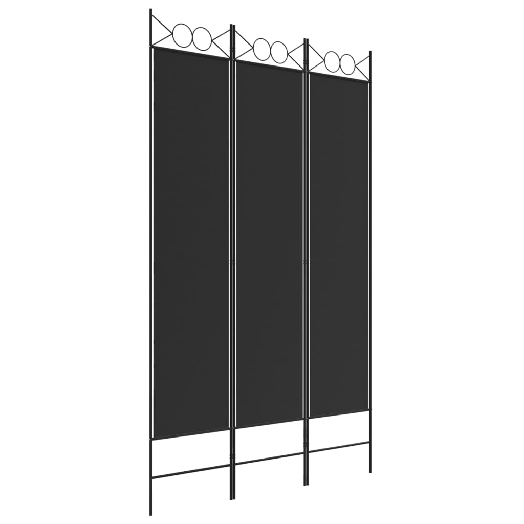 vidaXL Parawan 3-panelowy, czarny, 120x200 cm, tkanina
