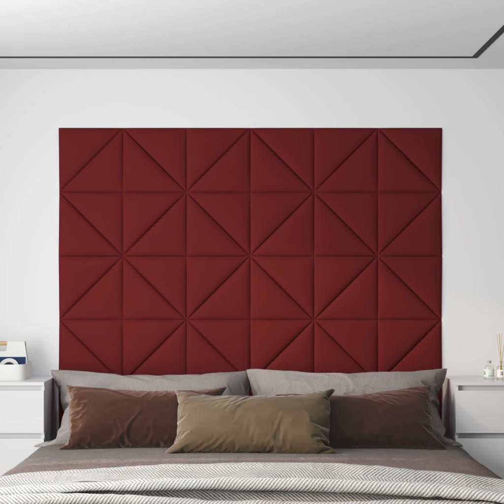 vidaXL Panele ścienne, 12 szt., kolor wina, 30x30 cm, tkanina, 0,54 m²