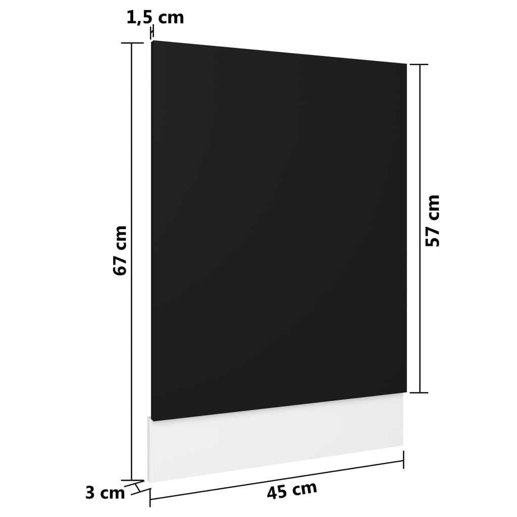 vidaXL Panel do zabudowy zmywarki, czarny, 45x3x67 cm, płyta wiórowa