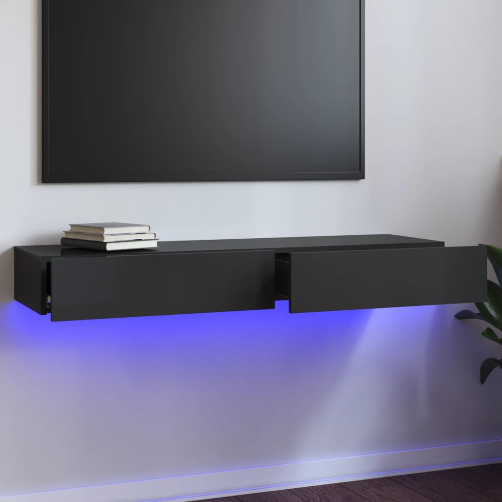 vidaXL Szafka pod TV z LED, szara z połyskiem, 120x35x15,5 cm