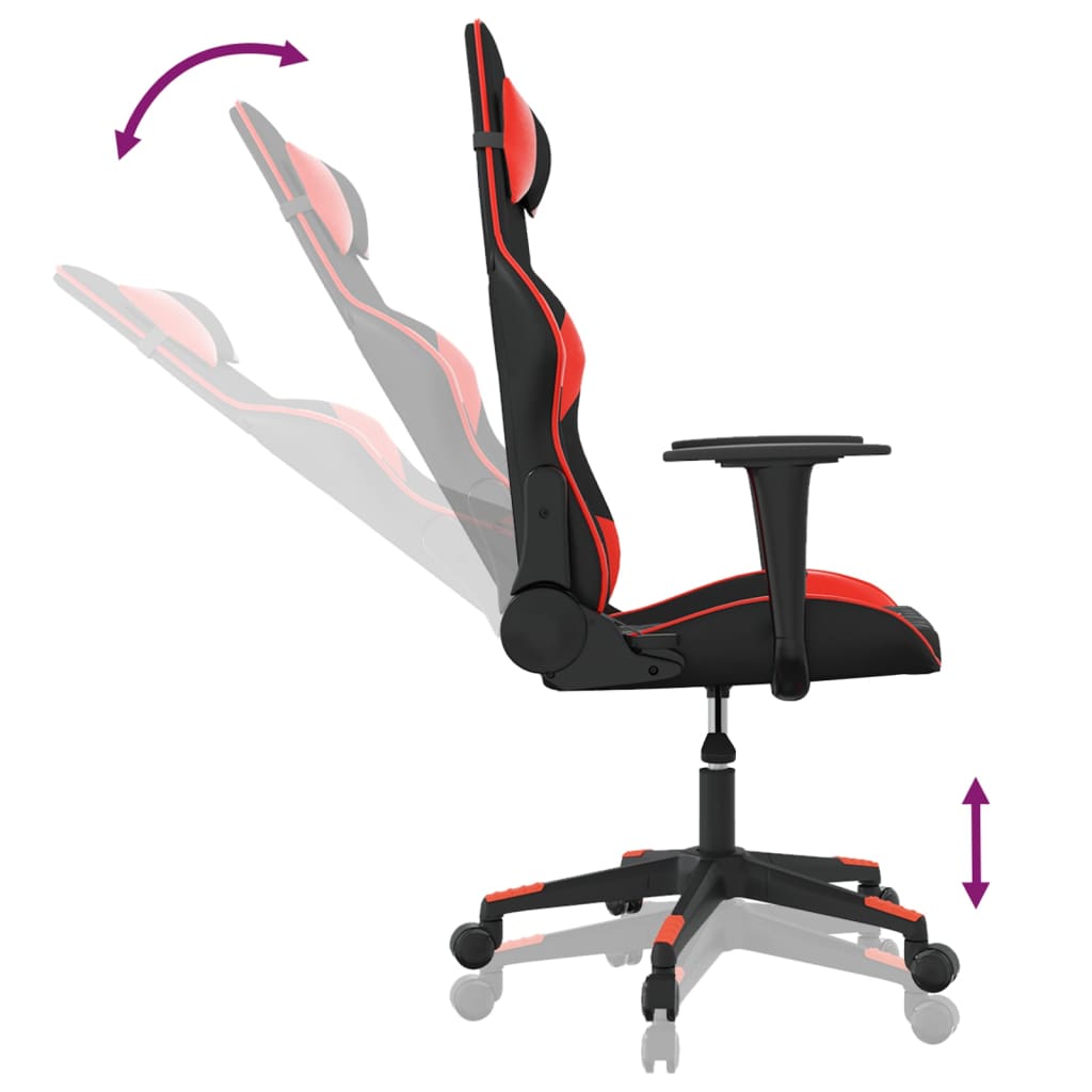 vidaXL Masujący fotel gamingowy, czarno-czerwony, sztuczna skóra