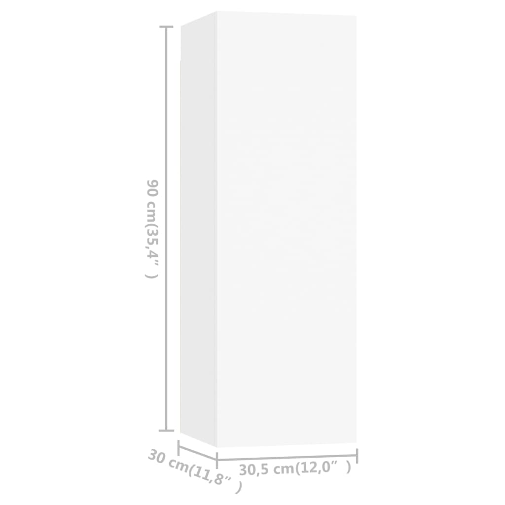 vidaXL Szafki telewizyjne, 2 szt., białe, 30,5x30x90 cm, płyta wiórowa