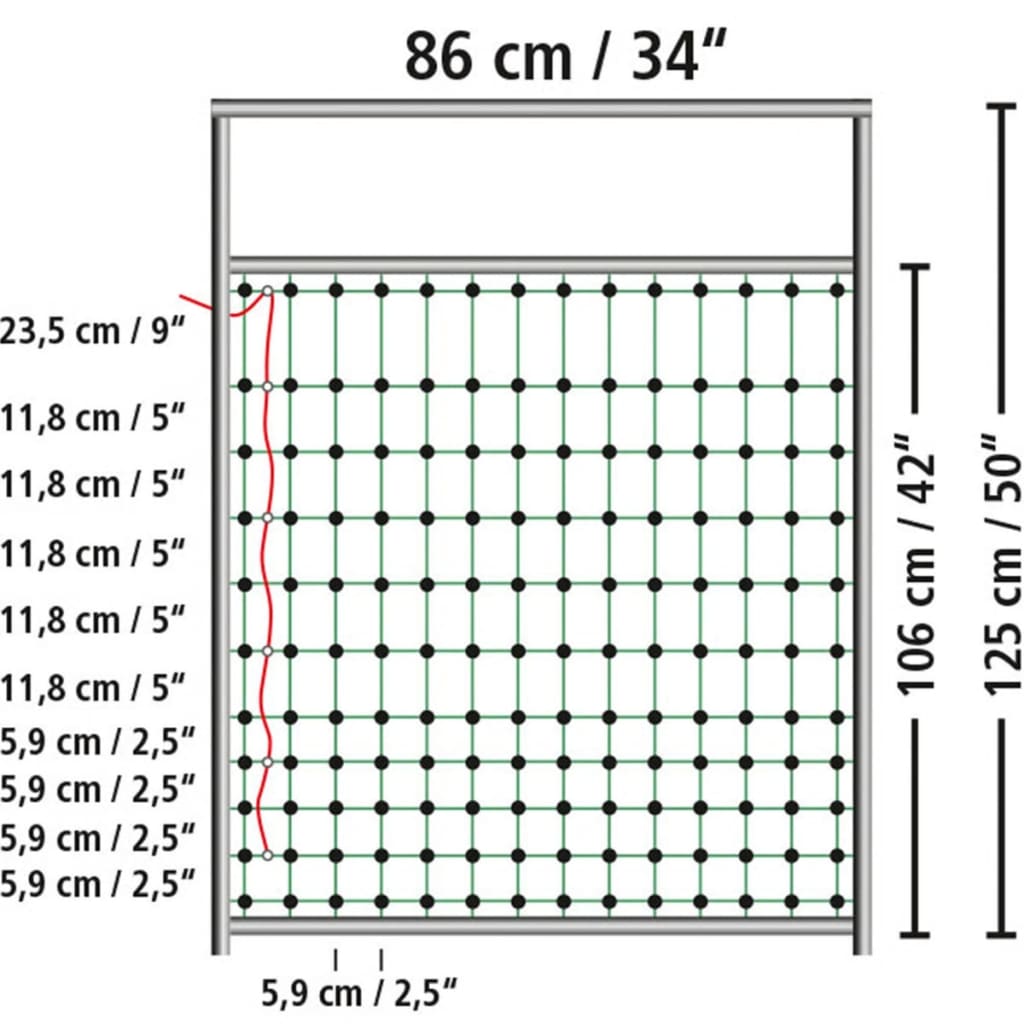 Kerbl Furtka do ogrodzenia elektrycznego, z siatką, 95-125 cm, 446518