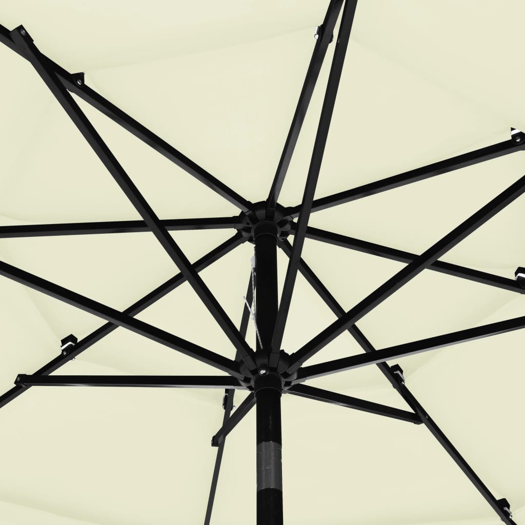 vidaXL 3-poziomowy parasol na aluminiowym słupku, piaskowy, 3 m