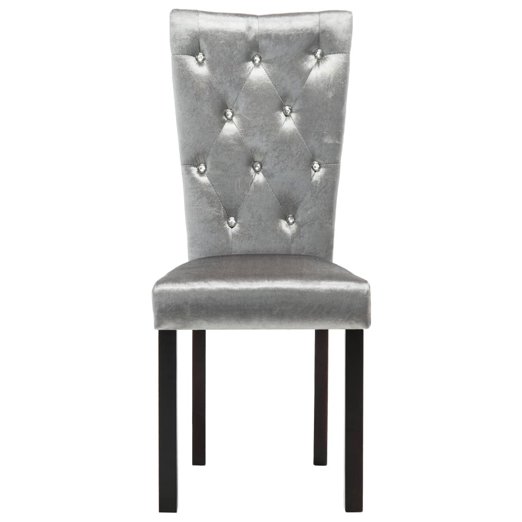 vidaXL Krzesła stołowe, 2 szt., srebrne, aksamit
