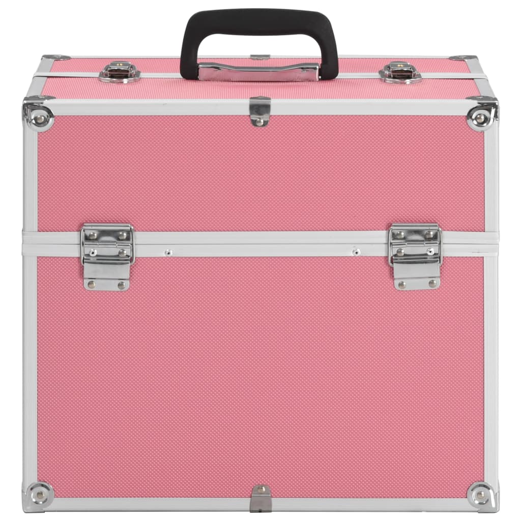 vidaXL Kuferek na kosmetyki, 38x23x34 cm, różowy, aluminiowy