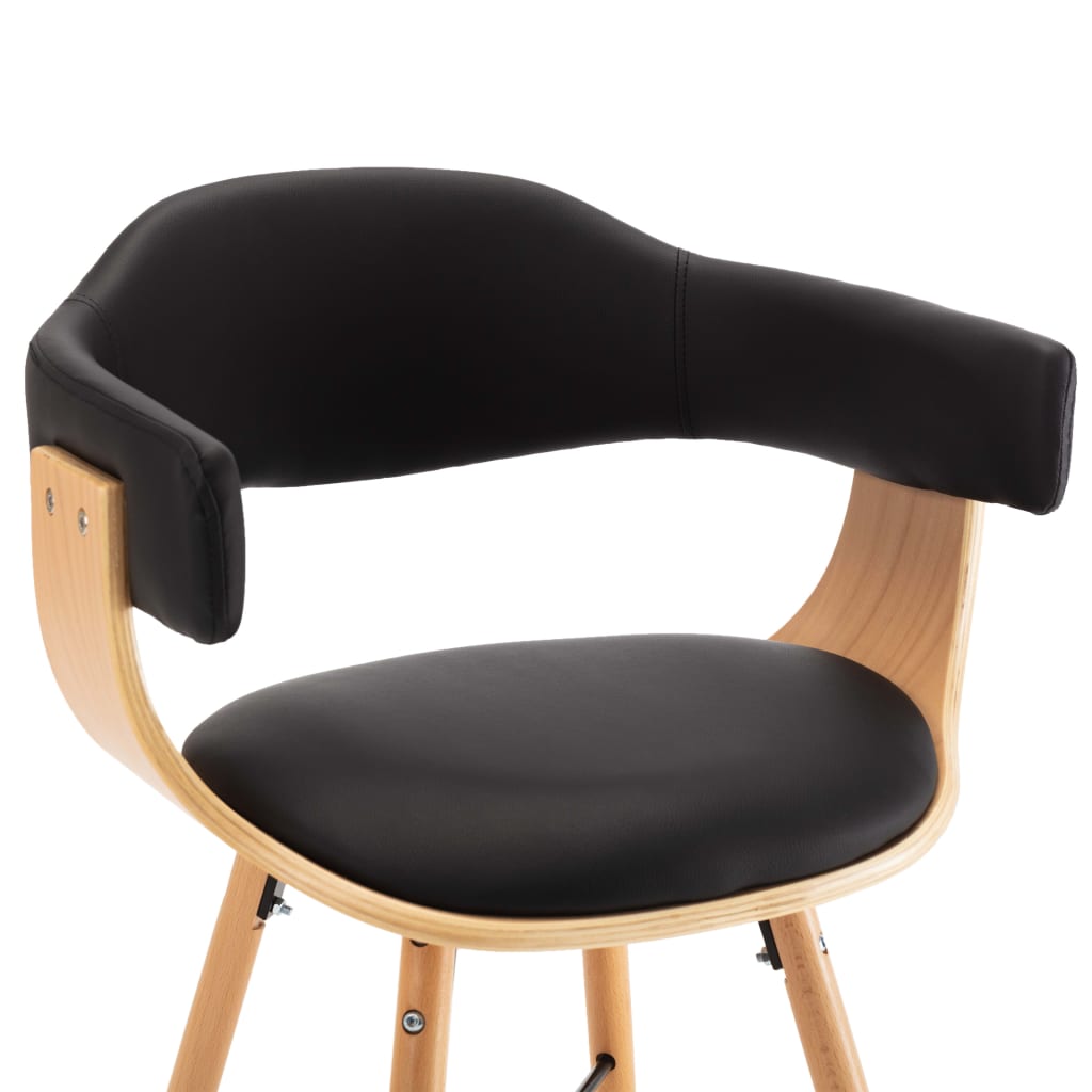 vidaXL Krzesła stołowe, 4 szt., czarne, sztuczna skóra i gięte drewno