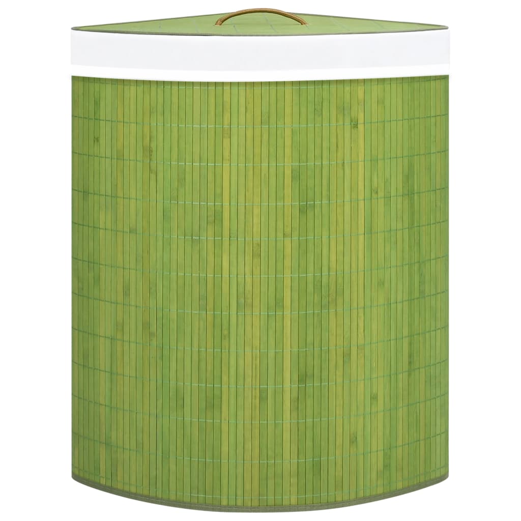 vidaXL Bambusowy kosz na pranie, narożny, zielony, 60 L