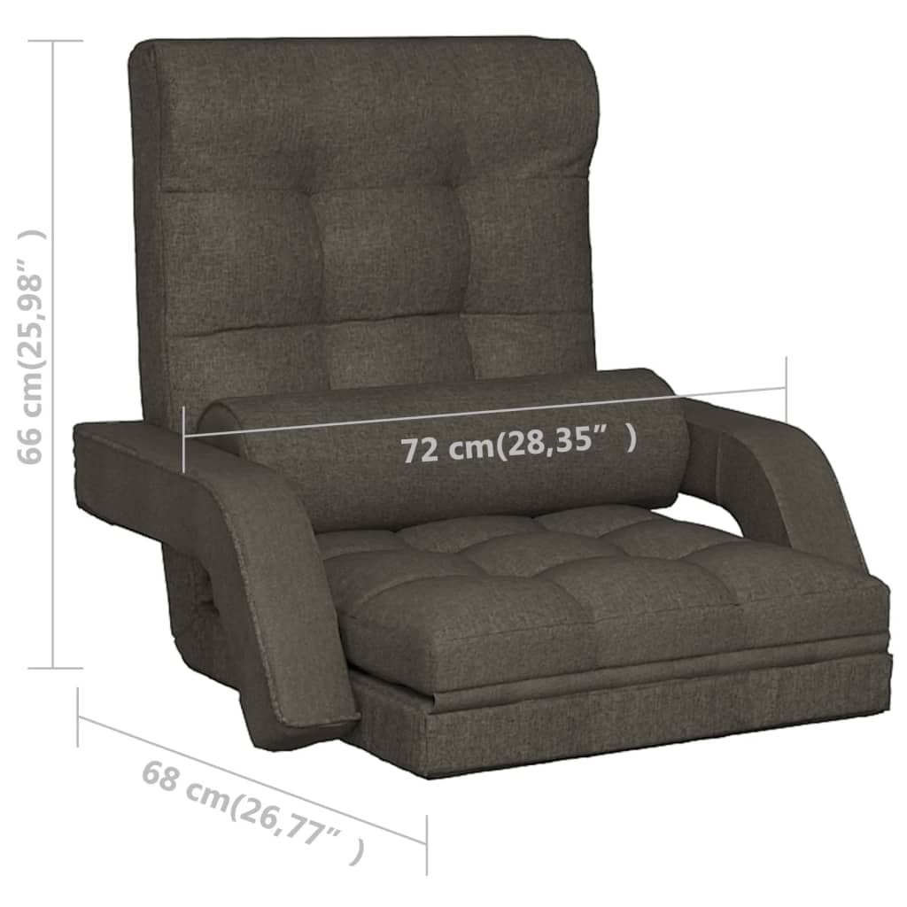 vidaXL Składane krzesło podłogowe, funkcja spania, ciemnoszare