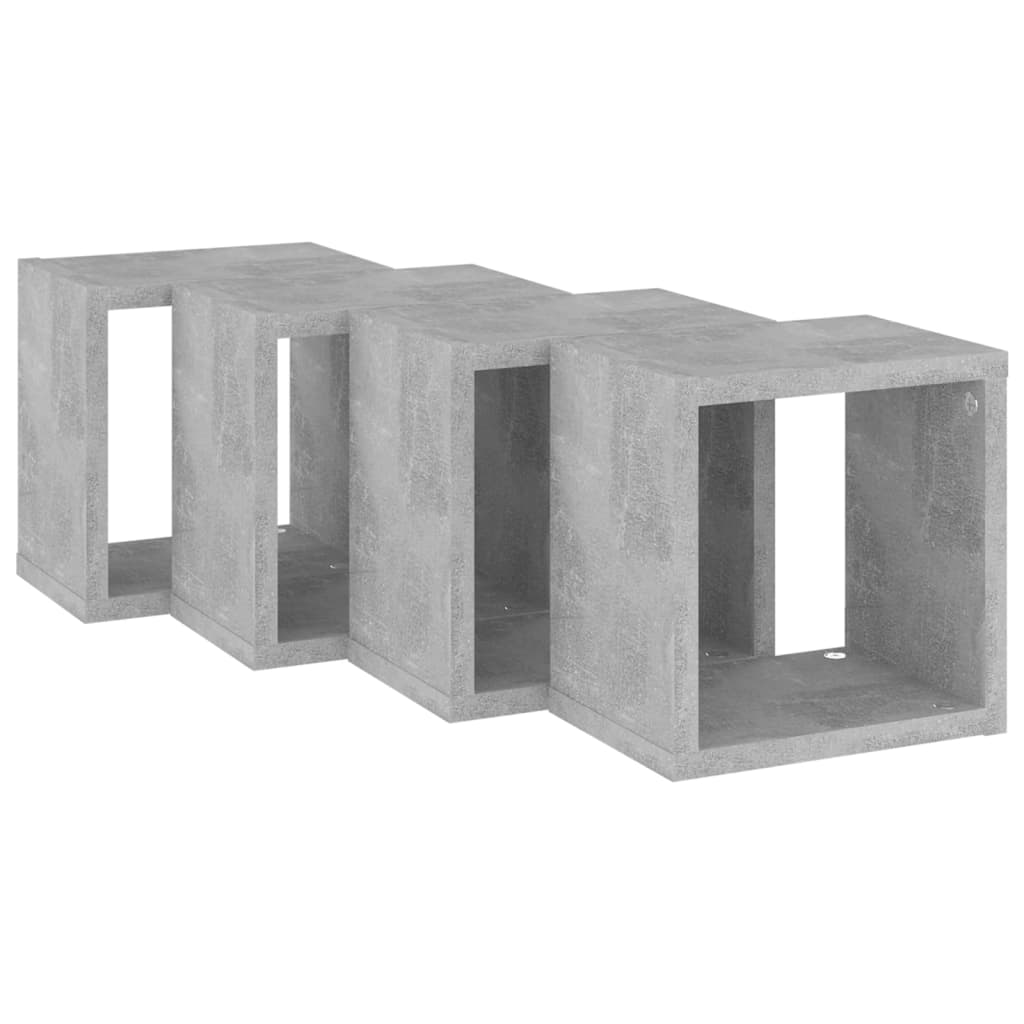 vidaXL Półki ścienne kostki, 4 szt., szarość betonu, 22x15x22 cm