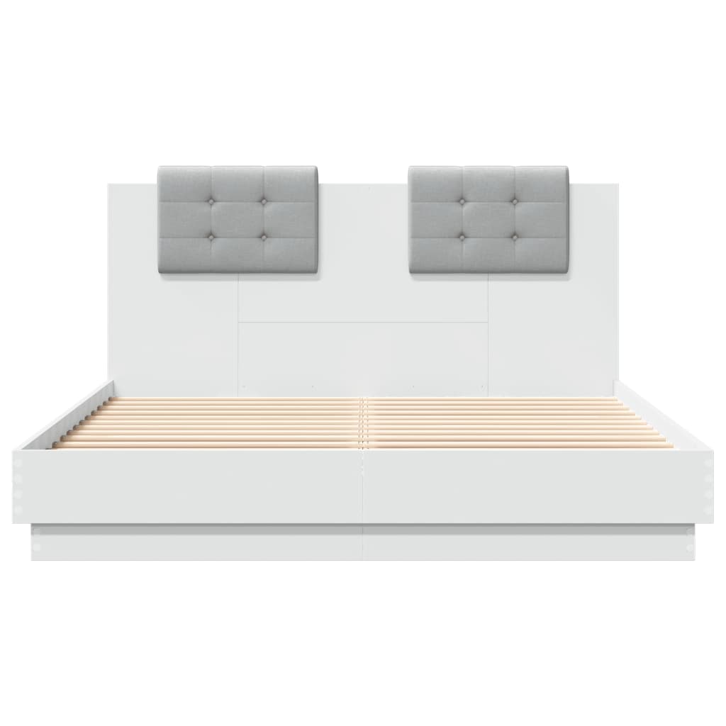 vidaXL Rama łóżka z wezgłowiem, biała, 140x200 cm