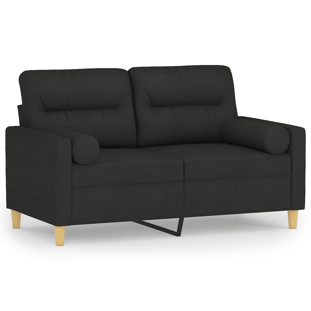 vidaXL 2-osobowa sofa z poduszkami, czarna, 120 cm, tkanina