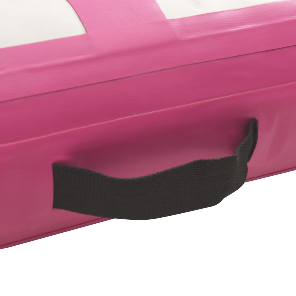 vidaXL Mata gimnastyczna z pompką, 800x100x15 cm, PVC, różowa