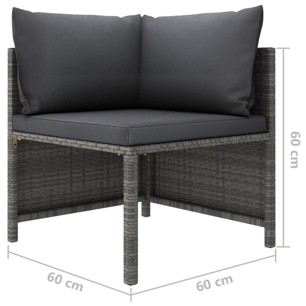 vidaXL 2-osobowa sofa ogrodowa z poduszkami, polirattan, szara