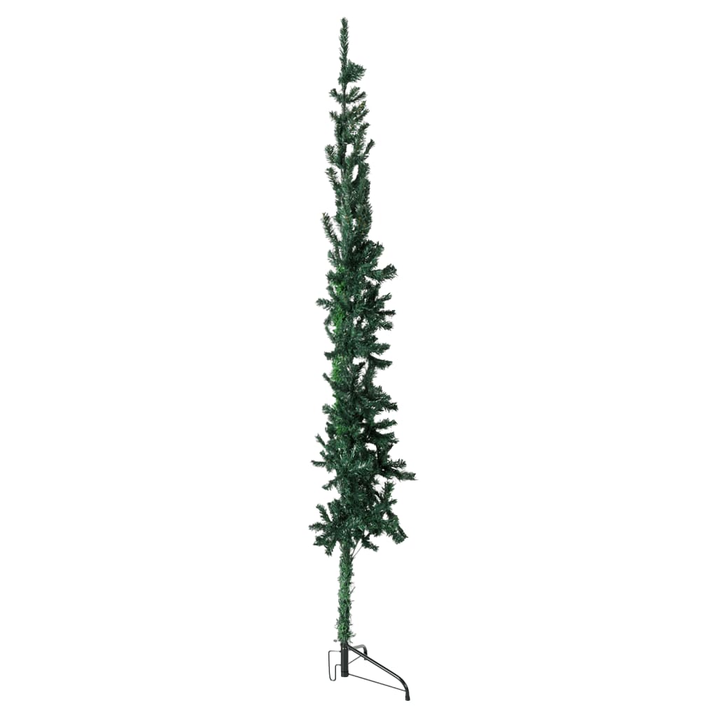 vidaXL Smukła choinka połówka ze stojakiem, sztuczna, zielona, 180 cm