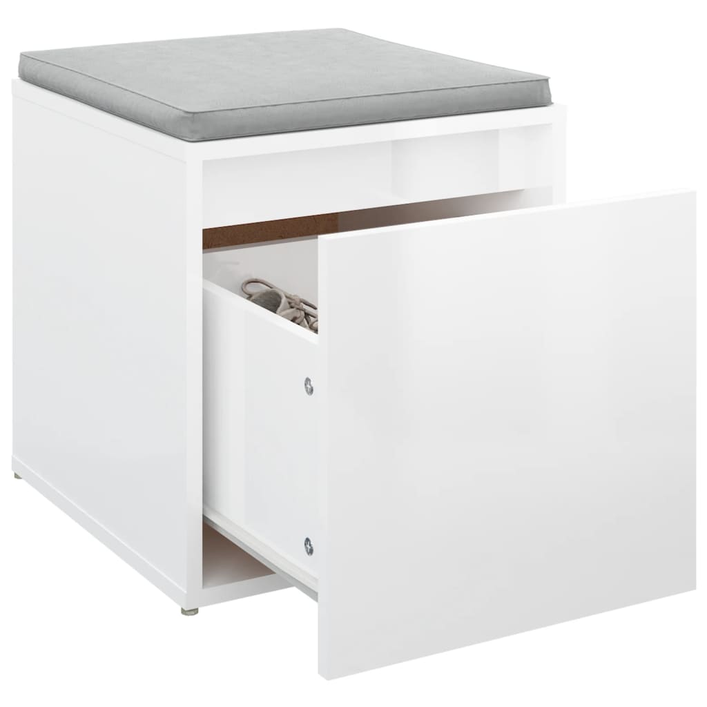 vidaXL Puf z szufladą, biały z połyskiem, 40,5x40x40 cm