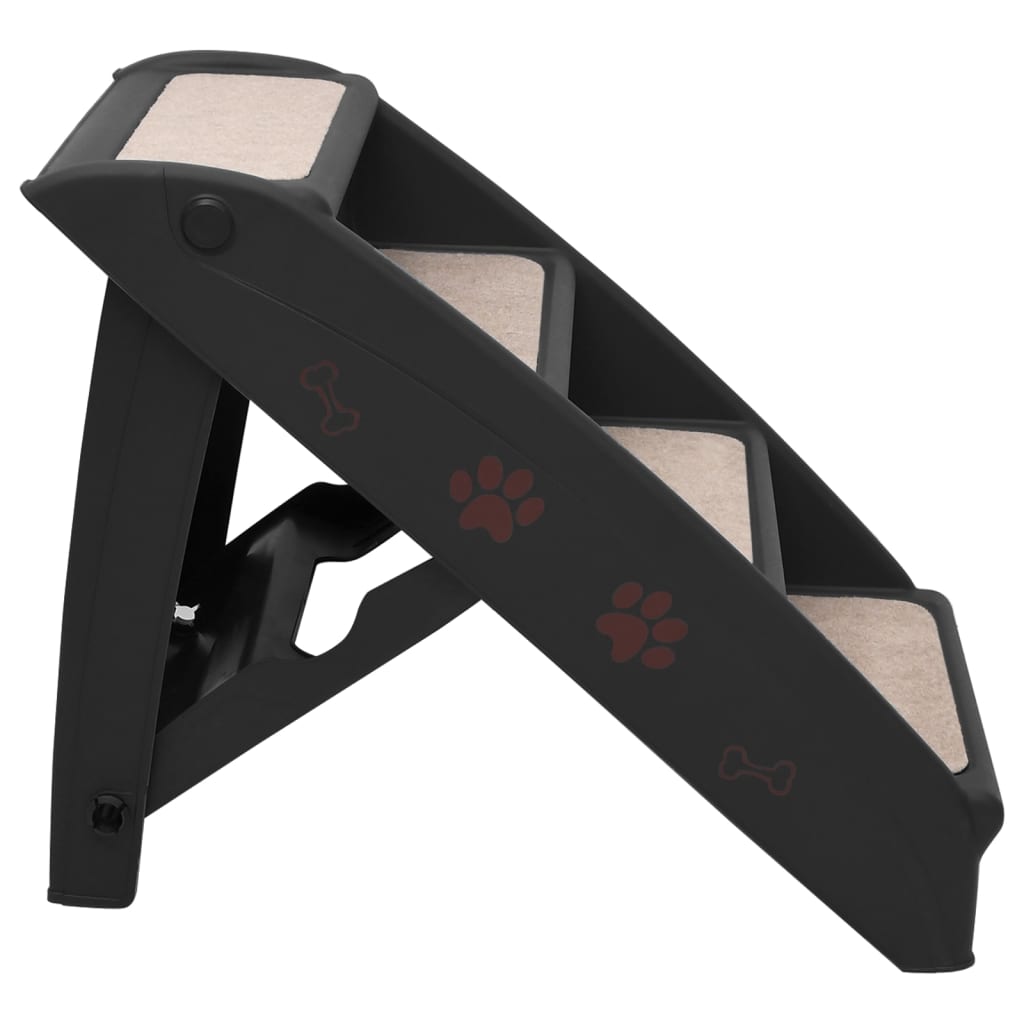vidaXL Składane schodki dla psa, czarne, 62 x 40 x 49,5 cm