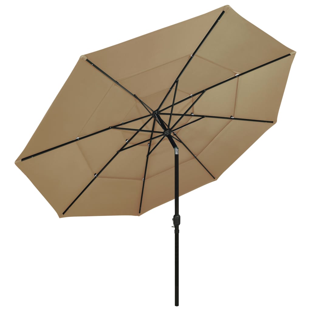 vidaXL 3-poziomowy parasol na aluminiowym słupku, taupe, 3,5 m