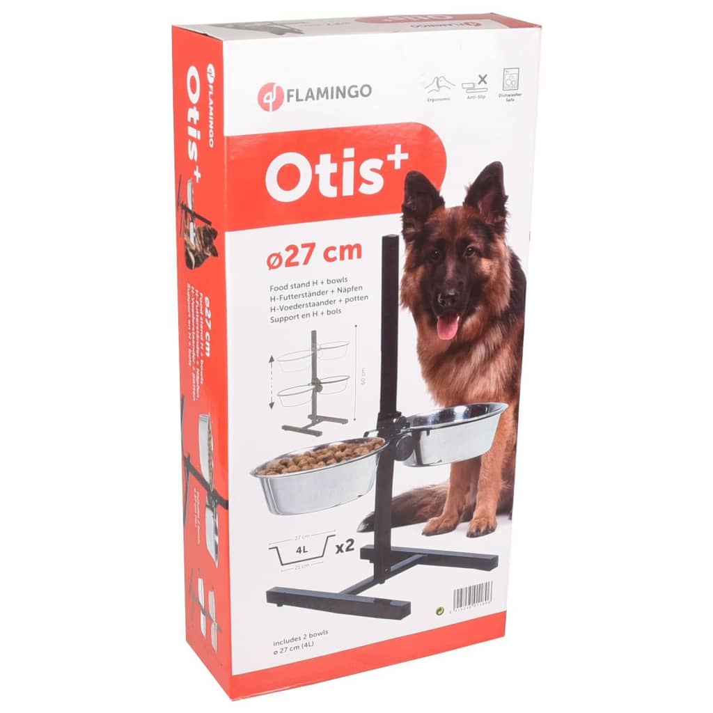 FLAMINGO Stojak z 2 miskami dla psa Otis, w kształcie H, 4 L, 27 cm