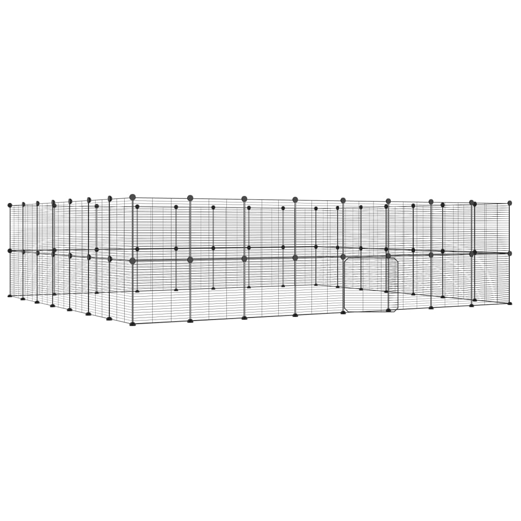 vidaXL Klatka dla zwierząt z bramką, 60 paneli, czarna, 35x35 cm, stal