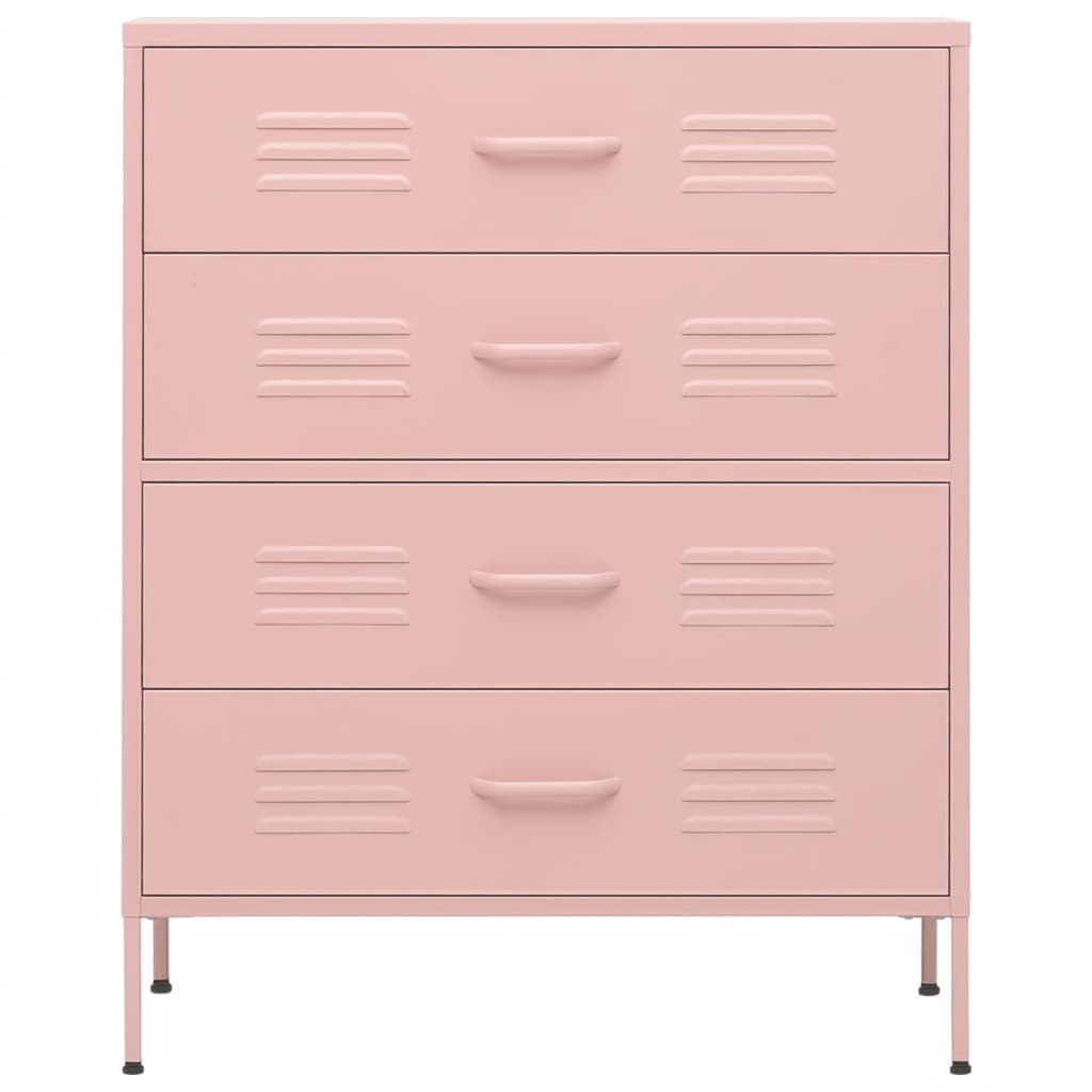 vidaXL Szafka z szufladami, różowa, 80x35x101,5 cm, stalowa